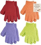 4 Pairs Exfoliating Gloves for Shower, Shower Gloves, Body Scrubber, Korean Exfoliating Mitt Body...