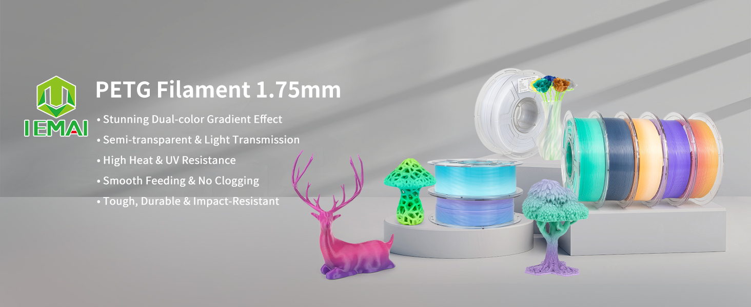 IEMAI PETG filament 1.75mm translucent gradient 3d printer filament for high-speed printing
