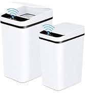 Anborry Bathroom Trash Cans with Lid 2 Pack Touchless Automatic Motion Sensor 2.2 Gal &amp; 4 Gal Sma...