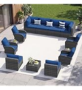 Aoxun 13 Piece Outdoor Patio Furniture Set with Coffee Table, Wicker Rattan Outdoor Furniture wit...