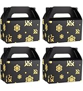 NyuOurea 10 PCS Black Gable Favor Treat Boxes, 6.5 x 4 x 4 Inches Elegant Gift Box with Handle fo...