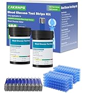 CAKRNPS Blood Glucose Test Strips, 100 Count Blood Sugar Test Strips and 100 lancets for Diabetes...