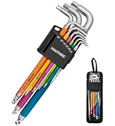 HAUTMEC SAE Allen Wrenches Sets with Ball End, 9PCS Extra Long Arm Hex Key Set, Heavy-Duty S2 Ste...