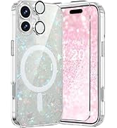WATEFULL for iPhone 16 Plus MagSafe Iridescent Case Glitter Sparkly, Opal Pearly Bling Magnetic T...