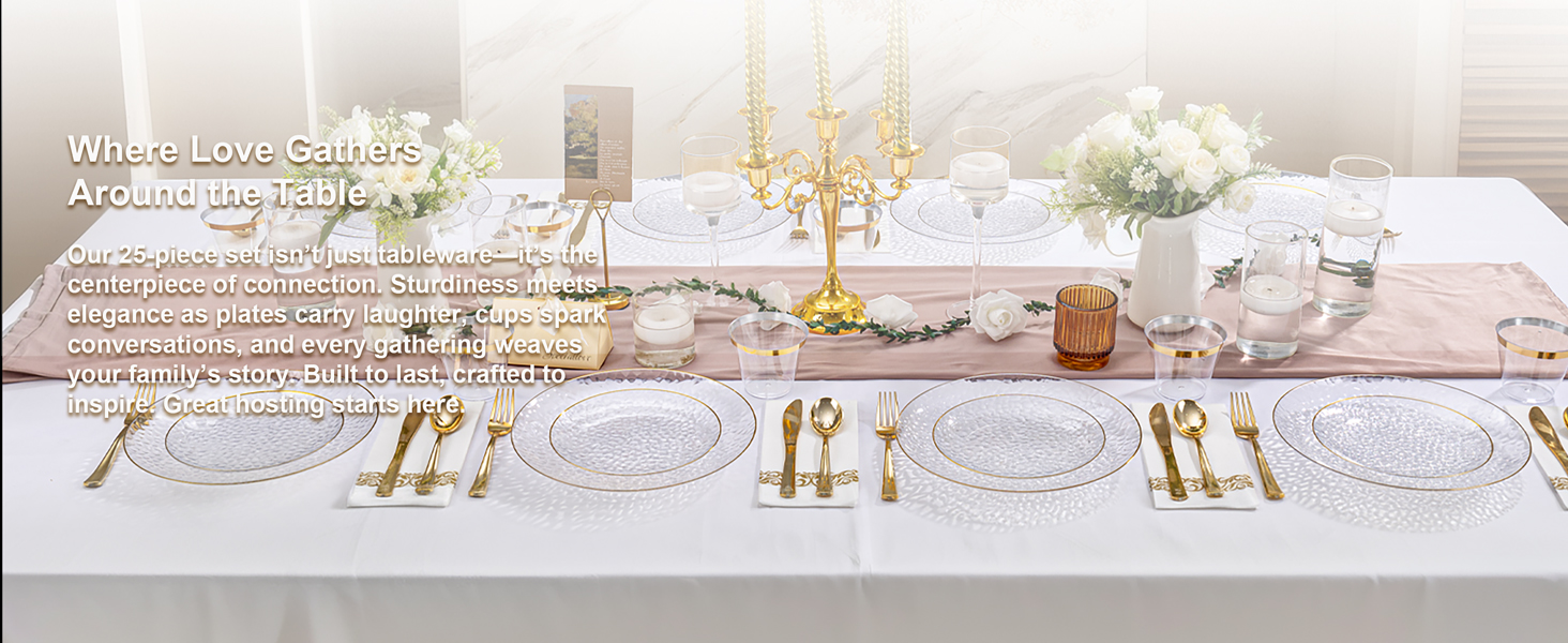 clear gold plastic plates