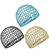 Framendino, 3 Pack Mesh Crochet Hair Net Rayon Knit Snood Hat Thick Hairnet Snoods Cover Ornament...