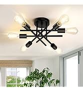 TOBUSA 6-Light Semi Flush Mount Ceiling Light Fixture, Black Sputnik Ceiling Light, Modern Close ...