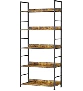 Ekisemio Book Shelf, 5 Tier Bookcase, Industrial Tall Bookshelf, Modern Bookcase Storage Organize...