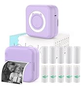 HUIJUTCHEN Mini Sticker Printer - Mini Pocket Printer for iPhone Thermal Printer with 10 Rolls Th...