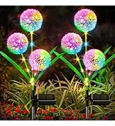 BONLION 4 Pack Solar Garden Lights Outdoor Decor, New Version 12 Glowing Dandelion Lights &amp; Stems...