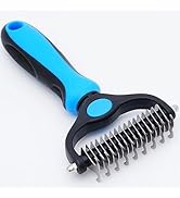 Pet Grooming Rake for Dogs &amp; Cats - Double-Sided Deshedding and Dematting Tool, Gently Remove 95%...