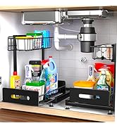 Mlinavn 2 Pack Under Sink Organizer,Pull Out Cabinet Organizer 2 Tier Slide Out Sink Shelf Cabine...