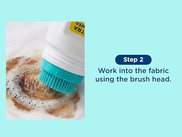 Carbona stain remover brush into fabric fibers to loosen and lift tough stains