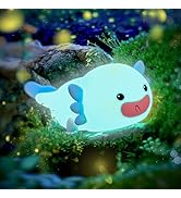 UNEEDE Blue Axolotl Night Light for Kids,Animal Silicone Nursery Night Lamp, Rechargeable Table L...