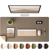 Aothia Dual-Sided Desk Mat - Leather &amp; Cork Desk Protector, Large Mouse Pad &amp; Writing Pad for Off...