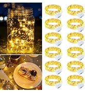 chzk 12 Pack Warm White Fairy Lights Battery Operated, 7ft 20 LED Mini String Twinkle Lights for ...