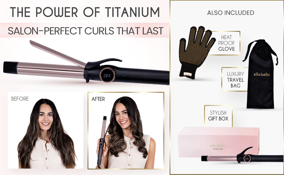 ELLA BELLA Compact Curling Iron 1 Inch Titanium