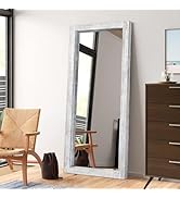 AAZZKANG Wall Mirror Full Length Rustic Wood Framed Floor Mirrors 58"x24" Rectangle Large Full Bo...