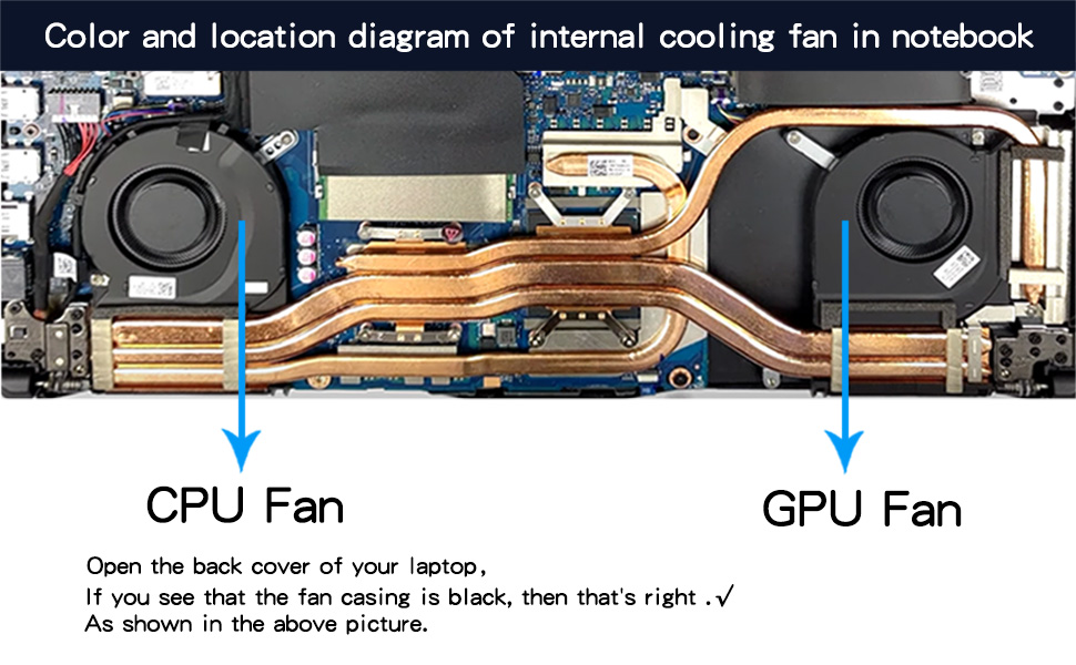 Color and location diagram of internal cooling fan in notebook