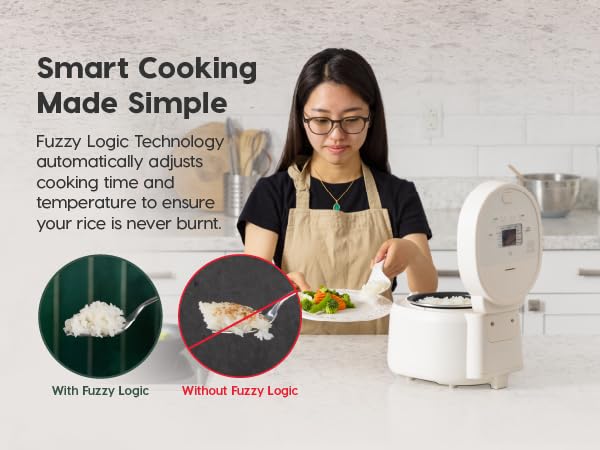 IRIS USA Micom Japanese Rice Cooker, 3-Cup Uncooked/6-Cup Cooked, Fuzzy Logic Kitchen Appliance
