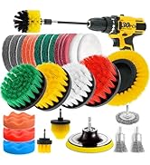 ETOUPA 30 Piece Drill Brush Attachments Set, Scrub Pads &amp; Sponge &amp; Wire Brush for Drill, Power Sc...