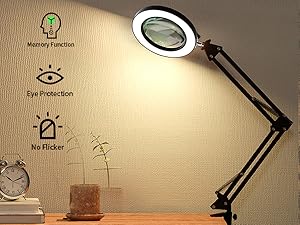 eye protection mode, no flicker, no shadows magnifying work light magnifying lamp 10x