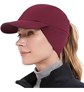 GADIEMKENSD Women's Winter Reflective Fleece Ponytail Hat with Drop Down Ear Warmer