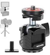 Mechrig Mini Ball Head Tripod Head with Triple Cold Shoe Mount, Aluminum Tripod Ball Head Mount f...