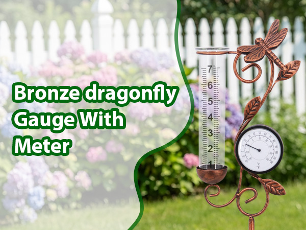 Bronze Dragonfly Rain Gauge