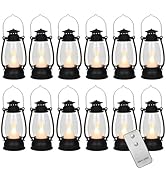 Reperla 12PCS Black Mini Lanterns with Remote Control, 5.1" H/13cm (6.7" H with Handle) Vintage L...