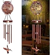 Wind Chimes for Outside 38" Hummingbird Solar Wind Chimes Gifts for Mom Hanging Solar Lantern, Ga...
