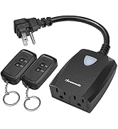 DEWENWILS Wireless Remote Control Outdoor Outlet with 2 Remotes, Electrical Plug-in Light Switch,...