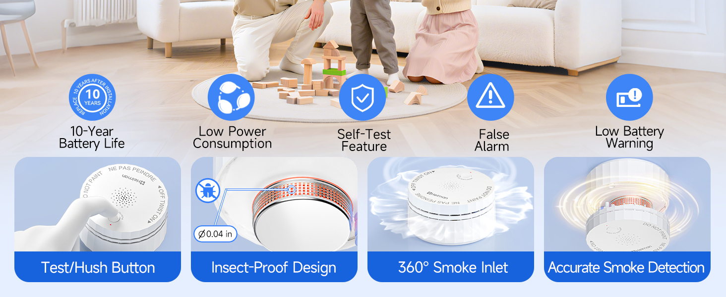 smoke detector test hush button