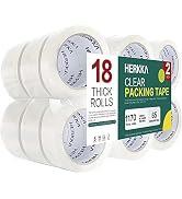 Clear Packing Tape, HERKKA 18 Rolls Heavy Duty Packaging Tape for Shipping Packaging Moving Seali...