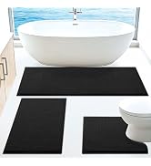 ACCUMTEK Memory Foam Waffle Bath Mat Set 3 Piece, Ultra-Max Soft Bathroom Rug, Super Non-Slip PVC...