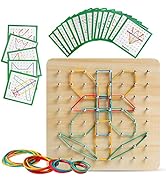 Wooden Geoboard with Rubber Bands Graphical Math Pattern Blocks Geo Board - Montessori Educationa...