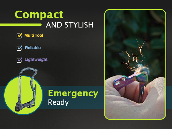 fire starter carabiner, bottle opener, every day carry carbiner, keychain holder