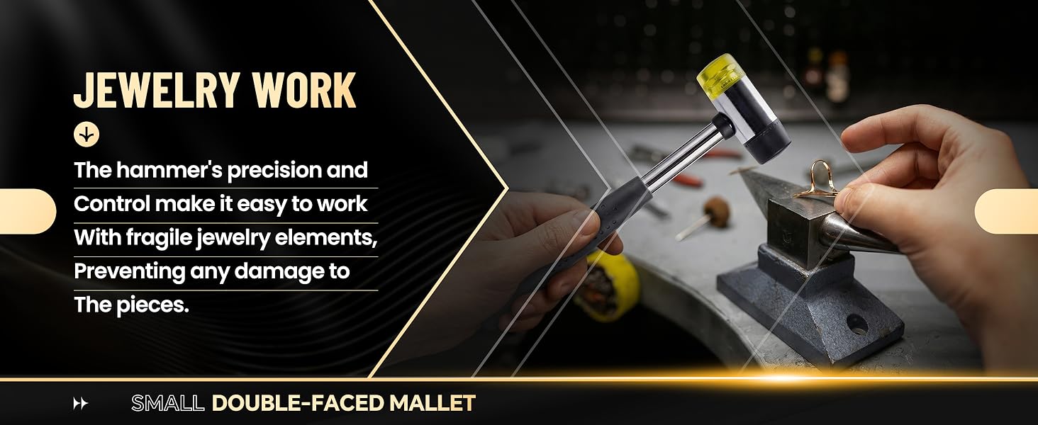 The hammers precision and Control make it easy to work With fragile jewelry elements, Preventing