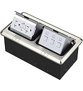 KYHSHJ Dual Pop-Up Floor Electrical Outlet Box Kit,20 Amp Stainless Steel GFCI TR Receptacle Outl...