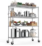 Leteuke Wire Shelving Unit with Wheels, NSF Certified 4 Tier Adjustable Storage Shelves 60"×24"×7...