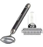 2 in 1 Face Massage Roller, Electric Hot&amp;Cold Terahertz Stone Facial Roller, Metal Face Eye Massa...
