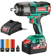 Cordless Impact Wrench 18V Max, HYCHIKA 260 Ft-lbs Max Torque Impact Wrench, 1/2" Metal Chuck, 4....