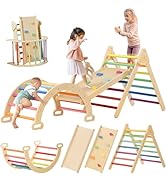 Tiny Land Pikler Triangle Set, 7-in-1 Foldable Pikler Triangle Climbing Toys Set for Kids,Baby In...