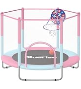 BLUERISE 60" Trampoline for Kids 5FT Toddler Trampolines Indoor/Outdoor with Adjustable Gymnastic...