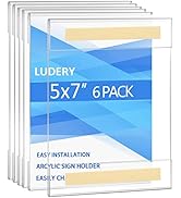 Ludery Acrylic Sign Holder 5 x 7 Wall Mount, Wall Mount Sign Holders, Clear Acrylic Frame with 3M...