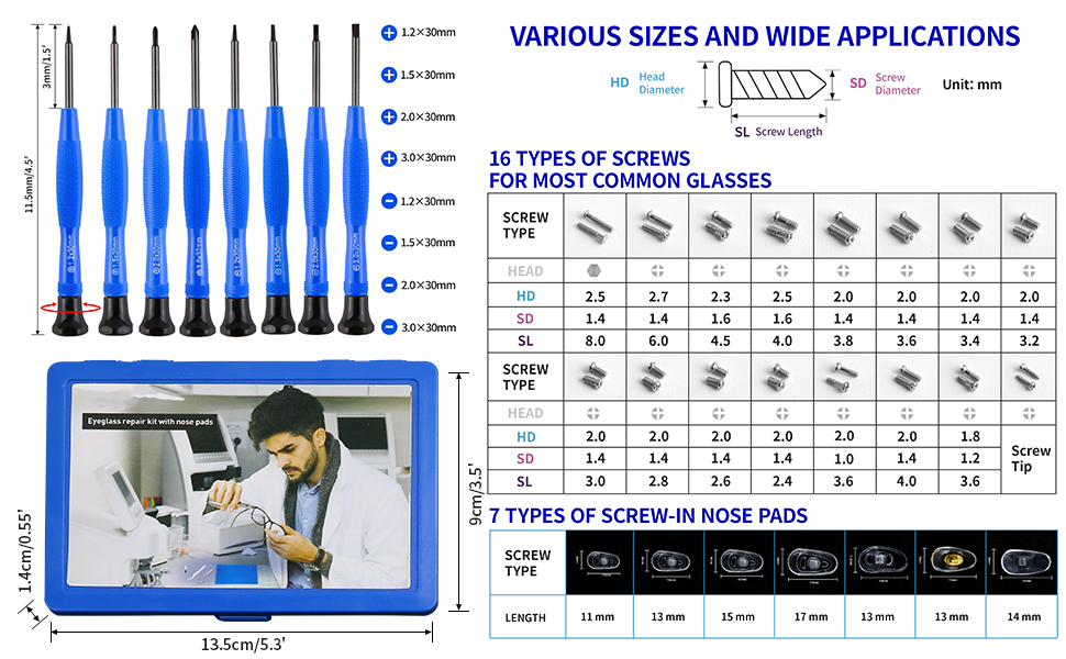 glasses repair kit with screws