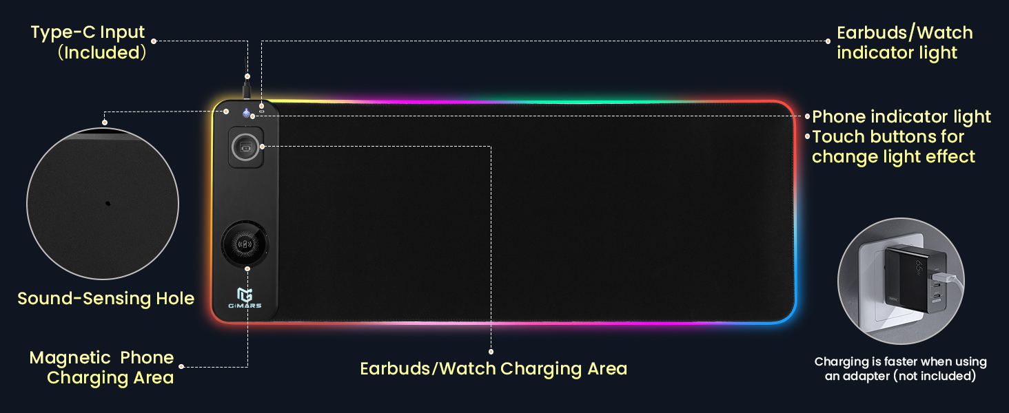 wireless charging mouse pad
