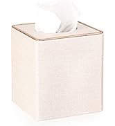 Sumnacon Square Linen Tissue Box Cover - Stylish Cube Tissue Box Holder with Magnetic Bottom, Dec...