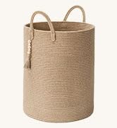 Goodpick Boho Jute Laundry Hamper Basket, Wicker Laundry Basket with Handles, Tall Baby Nursery H...