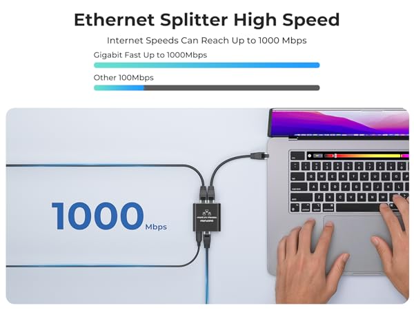 Ethernet cable splitter 1 in 2 out the2 devices can transmit data at high speeds of up to 1000 Mbps